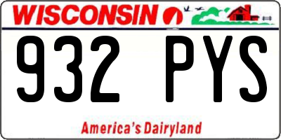 WI license plate 932PYS
