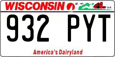 WI license plate 932PYT