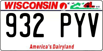 WI license plate 932PYV