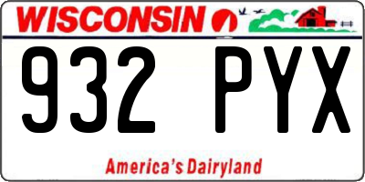 WI license plate 932PYX