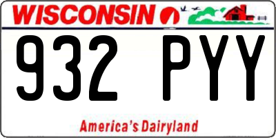 WI license plate 932PYY