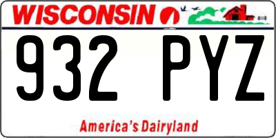 WI license plate 932PYZ
