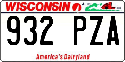 WI license plate 932PZA