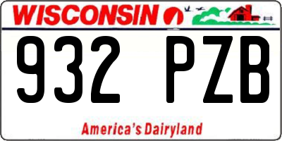 WI license plate 932PZB