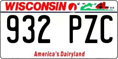 WI license plate 932PZC