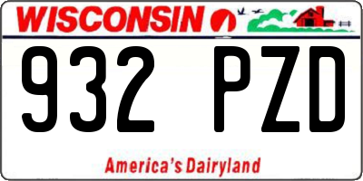 WI license plate 932PZD