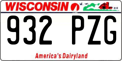 WI license plate 932PZG
