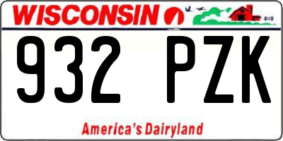 WI license plate 932PZK