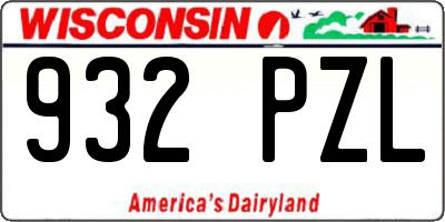 WI license plate 932PZL