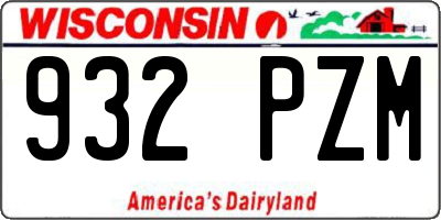 WI license plate 932PZM