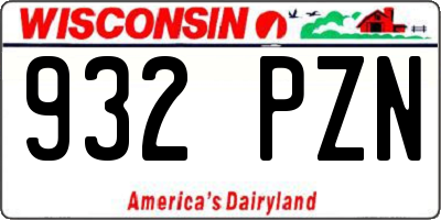 WI license plate 932PZN