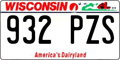WI license plate 932PZS