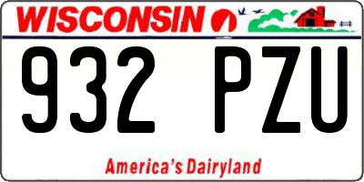 WI license plate 932PZU