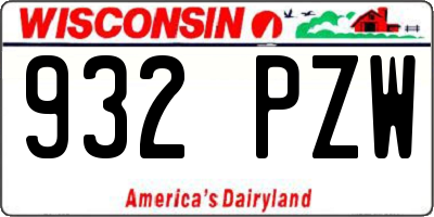 WI license plate 932PZW