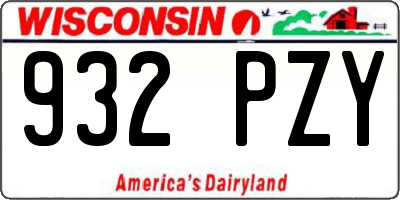 WI license plate 932PZY