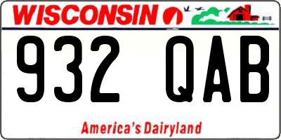 WI license plate 932QAB
