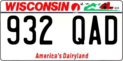 WI license plate 932QAD