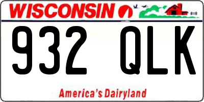 WI license plate 932QLK