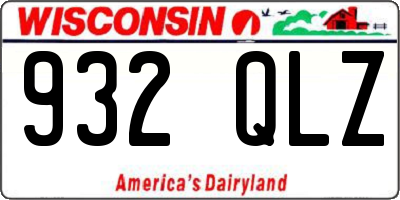 WI license plate 932QLZ