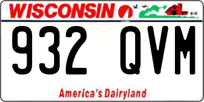 WI license plate 932QVM