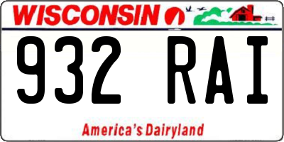 WI license plate 932RAI