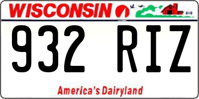 WI license plate 932RIZ