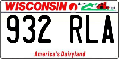 WI license plate 932RLA