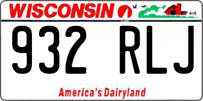 WI license plate 932RLJ