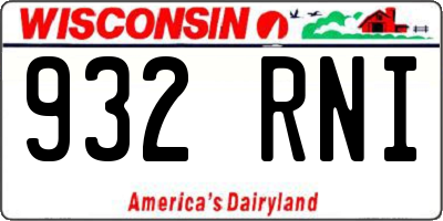 WI license plate 932RNI