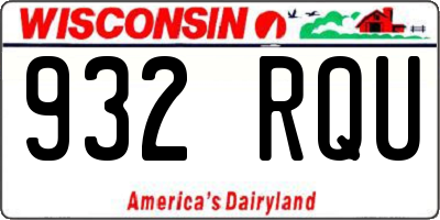 WI license plate 932RQU