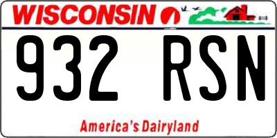 WI license plate 932RSN