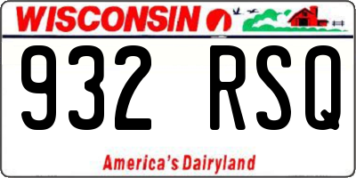 WI license plate 932RSQ