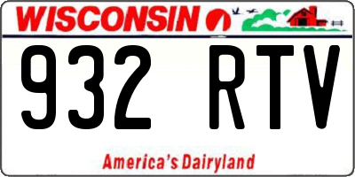 WI license plate 932RTV
