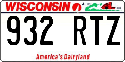 WI license plate 932RTZ