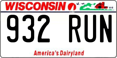 WI license plate 932RUN
