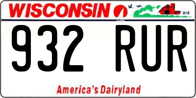 WI license plate 932RUR