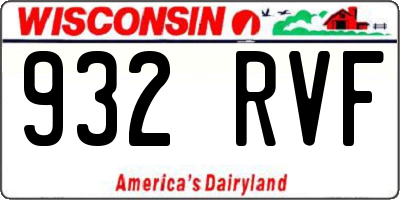 WI license plate 932RVF