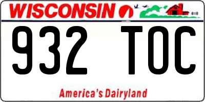 WI license plate 932TOC