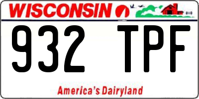 WI license plate 932TPF