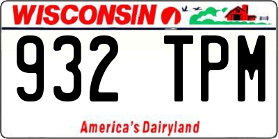 WI license plate 932TPM