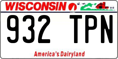 WI license plate 932TPN