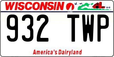 WI license plate 932TWP