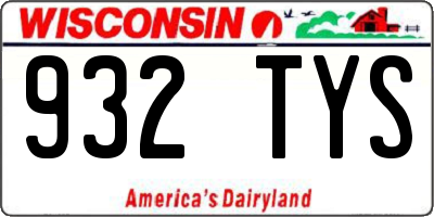 WI license plate 932TYS