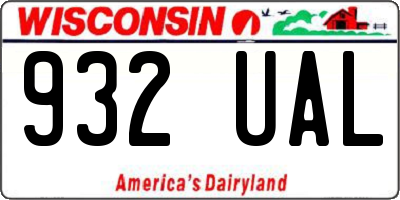WI license plate 932UAL
