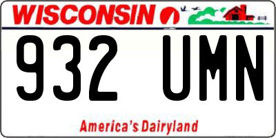 WI license plate 932UMN