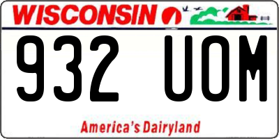 WI license plate 932UOM