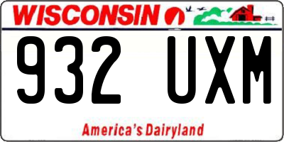 WI license plate 932UXM