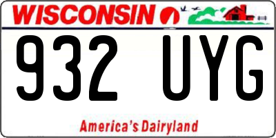 WI license plate 932UYG