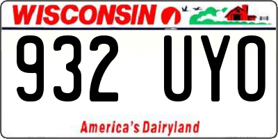 WI license plate 932UYO