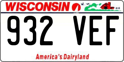 WI license plate 932VEF